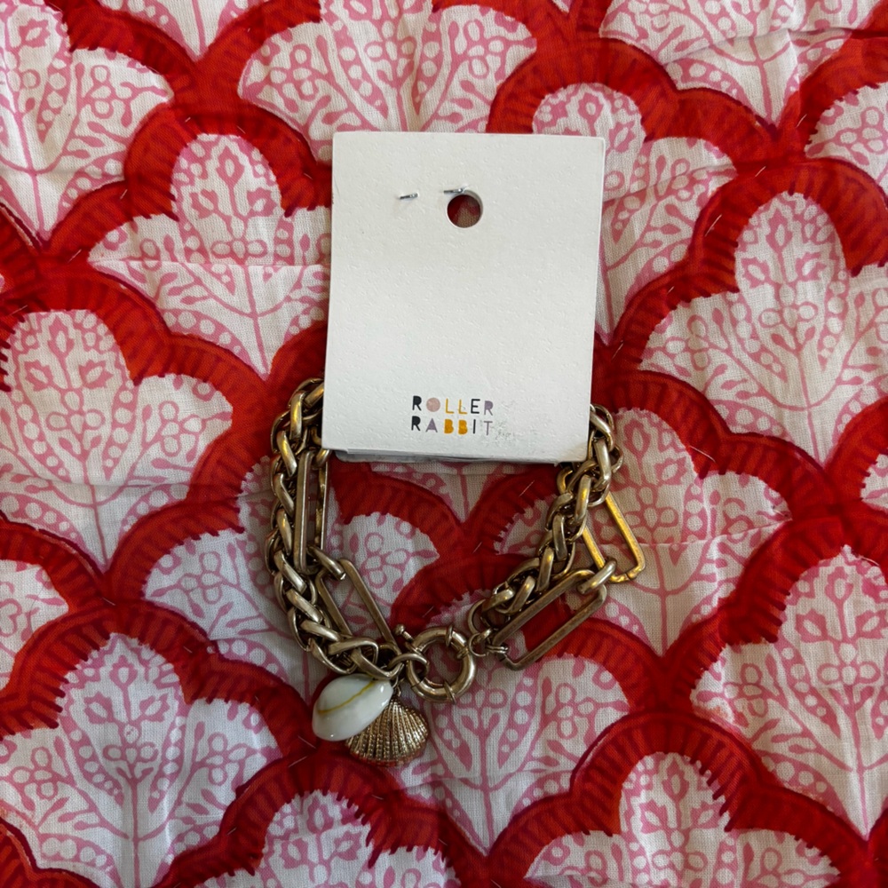 Roller Rabbit Gold-tone Link Bracelet with Shell Accents